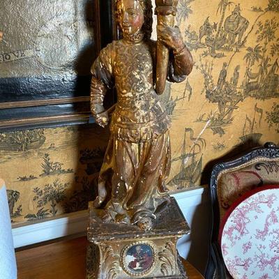 #88 Gilt polychrome Figure with Torch