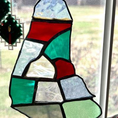 Stained Glass Christmas Holiday window decor 