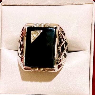 HFF054 Menâ€™s Onyx SS Ring SZ 9