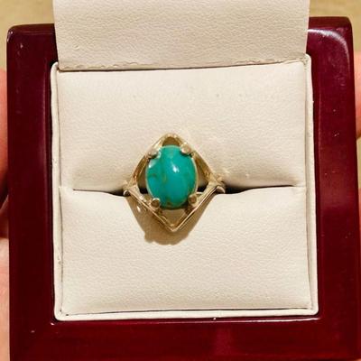 HFF053 Turquoise SS Ring SZ 4
