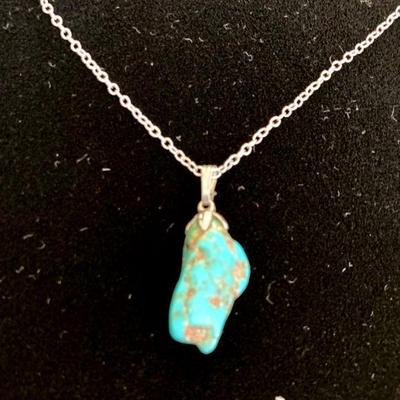 HFF090 Genuine Turquoise SS Necklace 