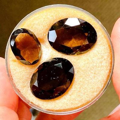 HFF072 Large Smoky Quartz Genuine Gemstone X 3