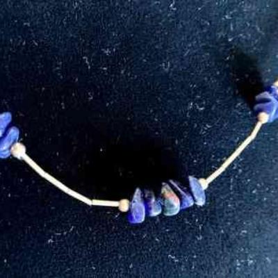 HFF089 Genuine Sodalite Gold Necklace 