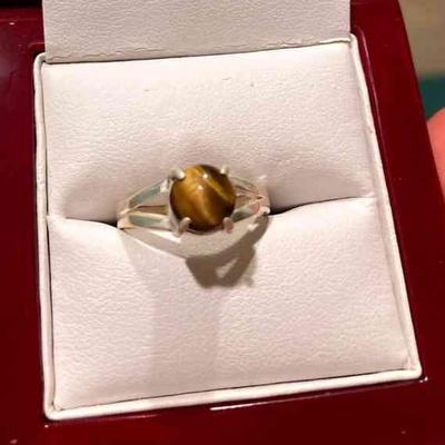 HFF035 Tigerâ€™s Eye SS Ring Size 6