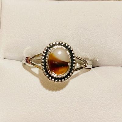 HFF062 Montana Agate SS Ring SZ 9