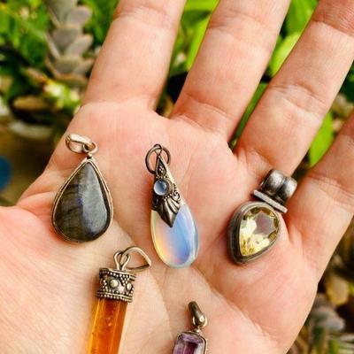 HFF067 Sterling Silver Gemstone Pendants - Bali -