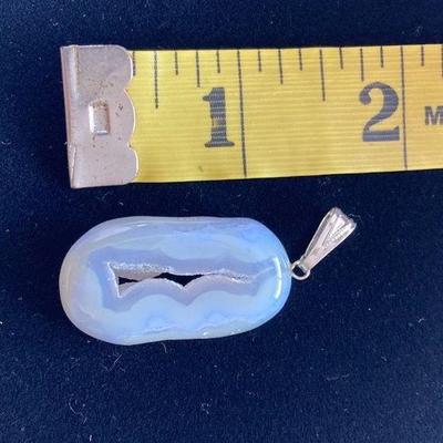 HFF007 Blue Lace Agate Druzy Pendant 