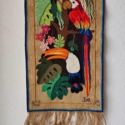 Mola Style Wall Art w/ Tropical Tucan & Parrot