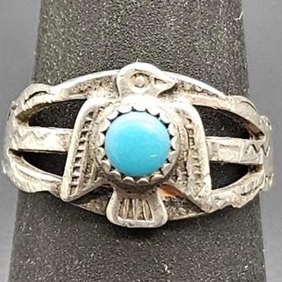 925 Silver Turquoise Ring, Size 4.5, TW 1.62 grams