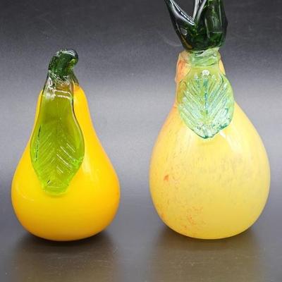 (2) Murano-Style Blown Art Glass Fruit: Pineapple