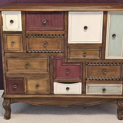 Modern Chic Multi-Color Wooden Apothecary Chest