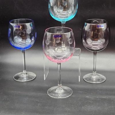 (4) Marquis by Waterford Polka Dot Goblets
