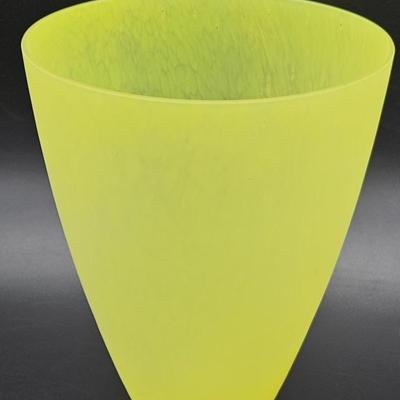 Green Yellow Blown Art Glass Large Flower Vase