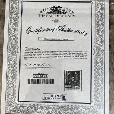 FTH539- Black & White Photo With Certificate Of Fidel Castro