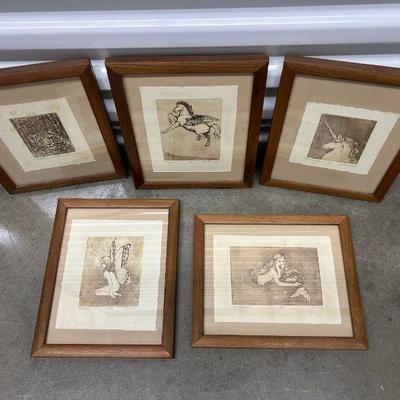 FTH235- (5) Framed Block Print Art