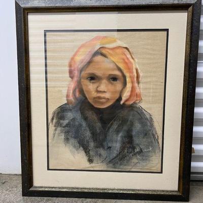 FTH125- Framed Oil Pastel Portrait 