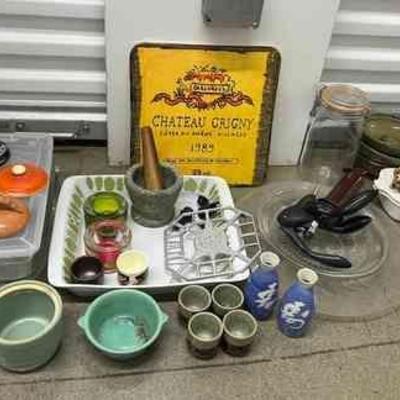 FTH074 Pyrex, Art Pottery Bowls, Stone Mortar & Pestle & More!