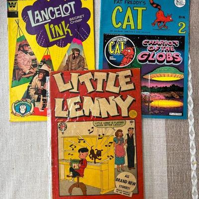 FTH528-Vintage Comics- Little Lenny, Lancelot Link & Fat Freddy's Cat