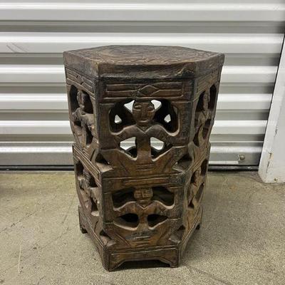 FTH478- Carved Ornate Wooden Stool