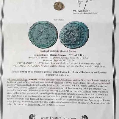 FTH399 - Ancient Coin - Constantius II Certifed Authentic w/COA