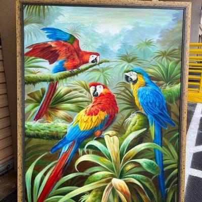 FTH374- Large Parrot Painting On Canvas
