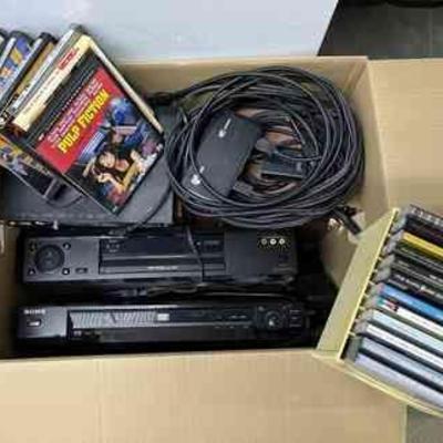 FTH496 Box Of Sony Speakers, Electronics, DVD's, CD's & More!