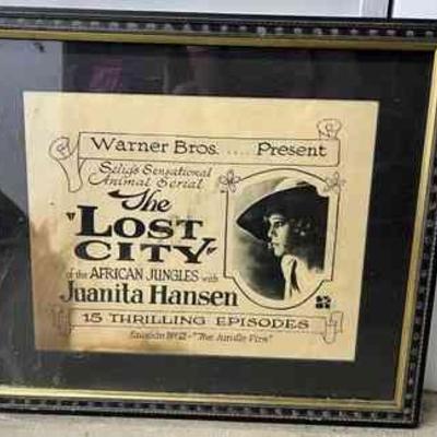 FTH151- Vintage 1920 The Lost City Of The African Jungles Movie Poster 