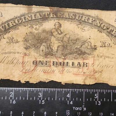 FTH413 - 1862 Virginia One-Dollar Treasury Note