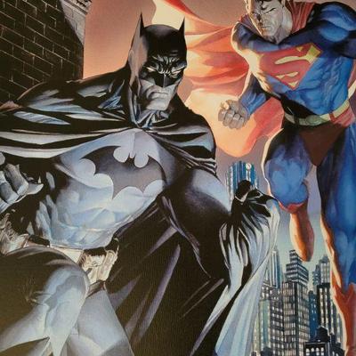 Legendary Heroes Batman & Superman Giclee on Canvas