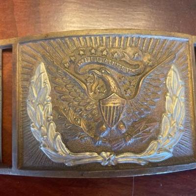 Civil War officers belt buckle - numbered/hallmarked 