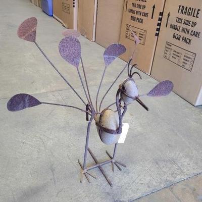 #2014 â€¢ Metal & Stone Peacock Yard Decor
