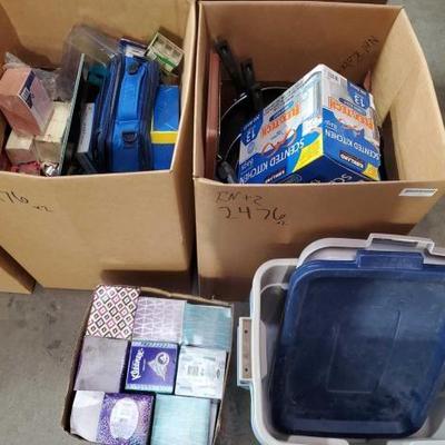 #2476 â€¢ Plastic Bins, Kleenex, Trash Bags, Scale, Pans and More!
