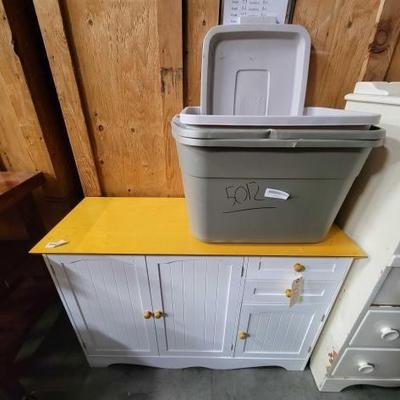 #5012 â€¢ Table with Storage & (3) Plastic Totes
