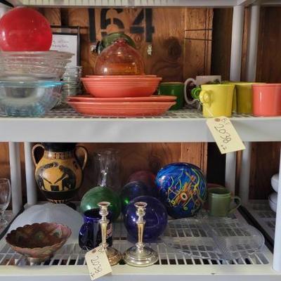 #2038 â€¢ Glass Mugs, Plates, Bowls, Vases Trays & Spheres
