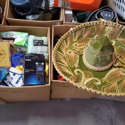 #2466 â€¢ Sombrero, Liner PCM Recorder, Coins,Towels, Ziplocks, Costume Jewelry, Exercises Mat
