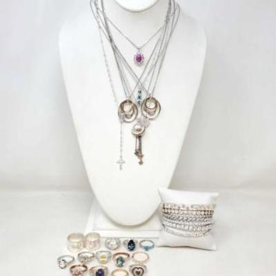 #130 â€¢ Sterling Silver Necklaces, Rings & Bracelets, 239g
