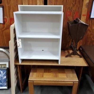 #5092 â€¢ 2 Tables, 2 Bookshelves, Folable Shelf & Magazine Holder
