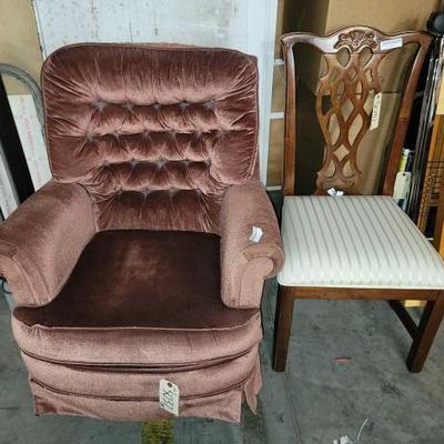 #5032 â€¢ Velvet Chair & Wooden Chair
