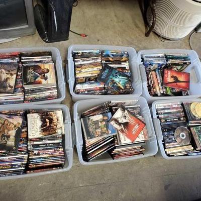 #1552 â€¢ 6 Totes of DvDs and CDs
