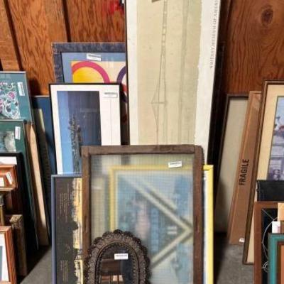 #2218 â€¢ 5 Framed Artworks, 2 Mirrors and Window Cover
