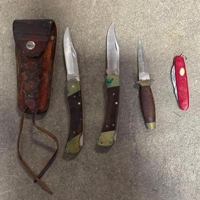 #2094 â€¢ (4) Knives and (1) Sheath
