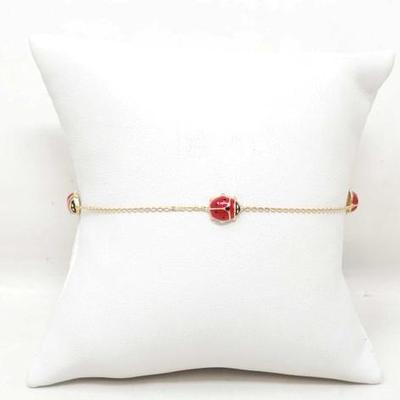 #100 â€¢ 18k Gold Ladybug Dainty Bracelet, 1g
