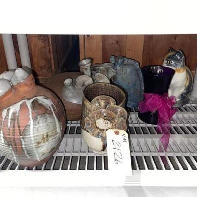 #2126 â€¢ Pots, Vases and Glass Cat Figurine
