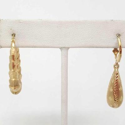 #106 â€¢ (2) 14k Gold Earrings, 3g
