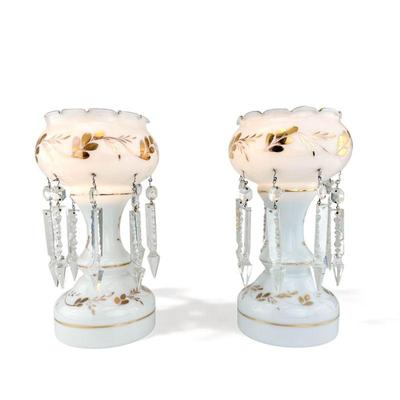 opaline and crystal mantel lamps