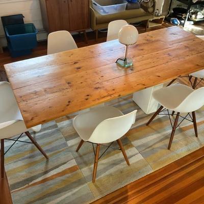 Custom dining table measures 34.5â€ x 83â€ x 29.