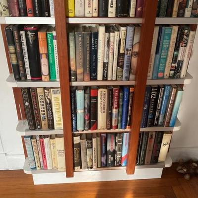 Custom Bookshelves measure 88â€ tall, width varies from approximately 36â€ to 45â€, depth varies from 7â€ to 13â€.