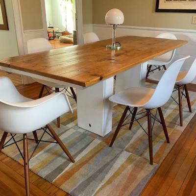 Custom dining table measures 34.5â€ x 83â€ x 29.