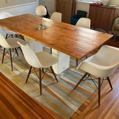 Custom dining table measures 34.5â€ x 83â€ x 29.