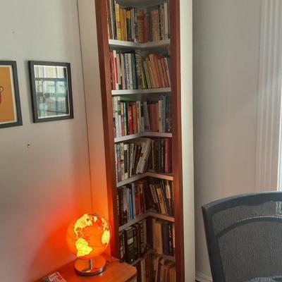 Custom Bookshelves measure 88â€ tall, width varies from approximately 36â€ to 45â€, depth varies from 7â€ to 13â€.